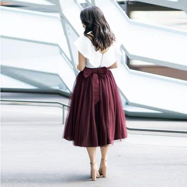 skirts sweet burgundy tea length tulle women with cute bow on back female skirt custom made faldas mujer moda 2021, Black
skirts sweet burgundy tea length tulle women with cute bow on back female skirt custom made faldas mujer moda 2021, Black