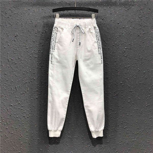 jean summer korea fashion women elastic waist loose casual white jeans letter embroidery cotton denim harem pants s996 g8x0, Blue
jean summer korea fashion women elastic waist loose casual white jeans letter embroidery cotton denim harem pants s996 g8x0, Blue