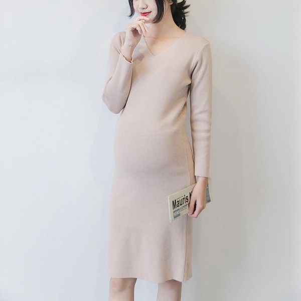 autumn spring maternity knit dress mid-length pregnant v-neck sweater inside and outside wear base dresses, White
autumn spring maternity knit dress mid-length pregnant v-neck sweater inside and outside wear base dresses, White