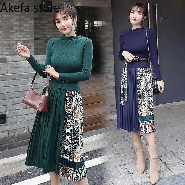 casual dresses vintage half print hem belt pleated women solid patchwork fake two piece knitted retro long sleeve slim vestidos, Black;gray
casual dresses vintage half print hem belt pleated women solid patchwork fake two piece knitted retro long sleeve slim vestidos, Black;gray