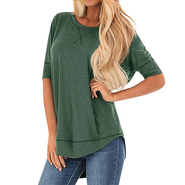 women's t-shirt summer women casual solid color round neck shirts for 2021 loose ladies clothes blue gray, White
women's t-shirt summer women casual solid color round neck shirts for 2021 loose ladies clothes blue gray, White