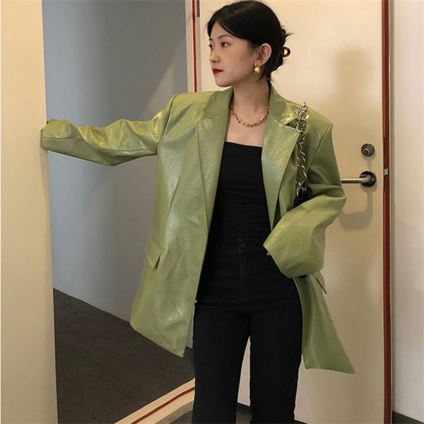 pu faux leather coat for women korean loose fit lapel y2k green long sleeve clothes chic vintage female outwear jacket, Black
pu faux leather coat for women korean loose fit lapel y2k green long sleeve clothes chic vintage female outwear jacket, Black