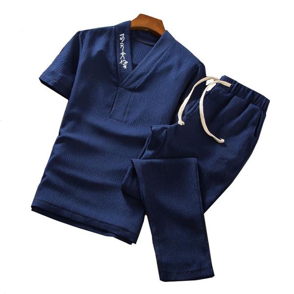 men's tracksuits pure color embroidered mens two-piece set large size summer short sleeve men tshirt and drawstring lace pants, Gray
men's tracksuits pure color embroidered mens two-piece set large size summer short sleeve men tshirt and drawstring lace pants, Gray