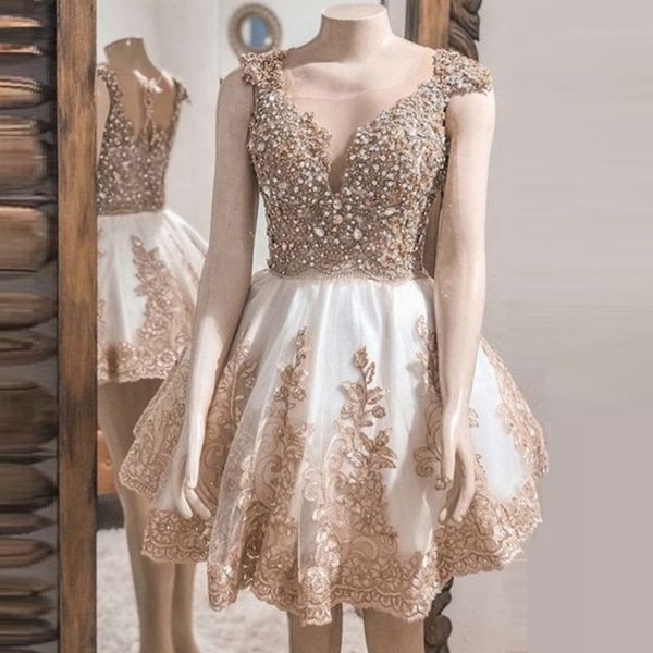 short women homecoming dresses gold lace appliques crystal beaded prom dress party gown plus size formal cocktail gowns, Blue;pink
short women homecoming dresses gold lace appliques crystal beaded prom dress party gown plus size formal cocktail gowns, Blue;pink
