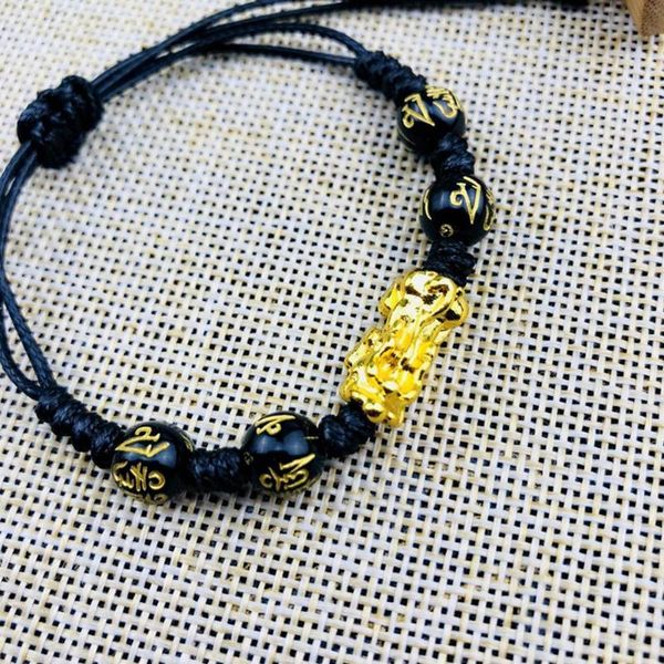 charm bracelets handmade braided rope pixiu feng shui obsidian stone gold wealth health lucky wristbands, Golden;silver
charm bracelets handmade braided rope pixiu feng shui obsidian stone gold wealth health lucky wristbands, Golden;silver
