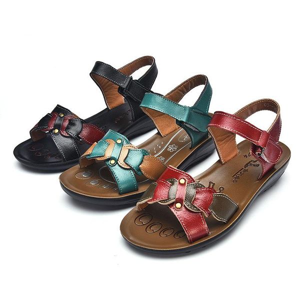 women sandals 2021 genuine leather flat shoes back strap woman hook loop comfortable casual female with, Black
women sandals 2021 genuine leather flat shoes back strap woman hook loop comfortable casual female with, Black