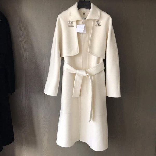 women's wool & blends arrival autumn winter white woolen overcoat women loose fashion belted long outwear, Black
women's wool & blends arrival autumn winter white woolen overcoat women loose fashion belted long outwear, Black