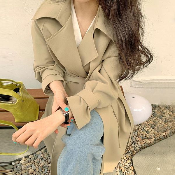 women's trench coats overcoat women korean chic early autumn simple lapel two lace up waist loose long sleeve versatile windbreaker coa, Tan;black
women's trench coats overcoat women korean chic early autumn simple lapel two lace up waist loose long sleeve versatile windbreaker coa, Tan;black