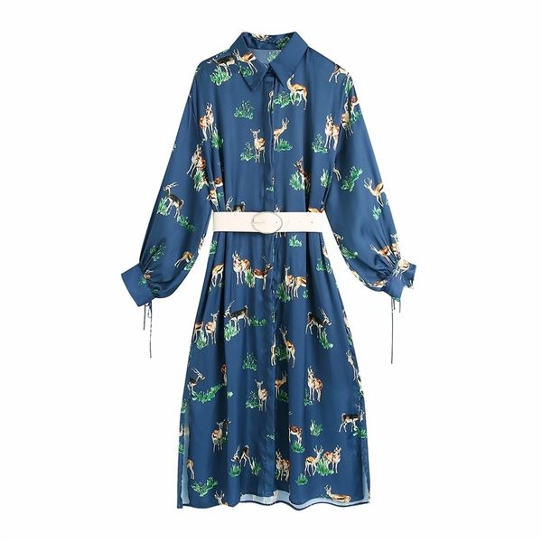 elegant women blue animal print dress fashion ladies satin side slit dresses streetwear female chic sashes vestidos 210427, Black;gray
elegant women blue animal print dress fashion ladies satin side slit dresses streetwear female chic sashes vestidos 210427, Black;gray