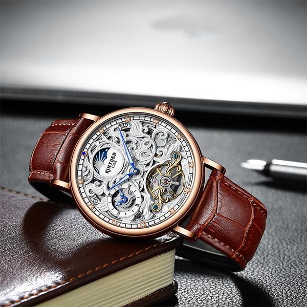 wristwatches kinyued hollow out luminous automatic mechanical watch men's fashion business belt men watches 2021 luxury, Slivery;brown
wristwatches kinyued hollow out luminous automatic mechanical watch men's fashion business belt men watches 2021 luxury, Slivery;brown