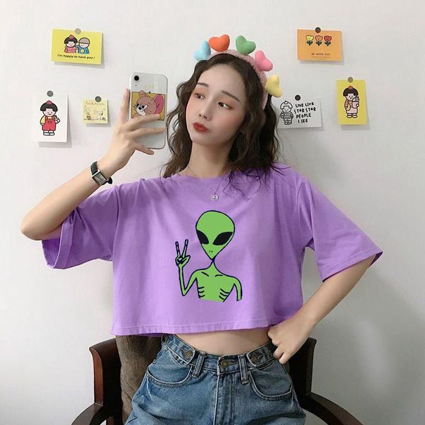 women's t-shirt kawaii crop summer short sleeve cotton tee shirt casual creative alien cartoon print harajuku y2k woman t-shirts, White
women's t-shirt kawaii crop summer short sleeve cotton tee shirt casual creative alien cartoon print harajuku y2k woman t-shirts, White