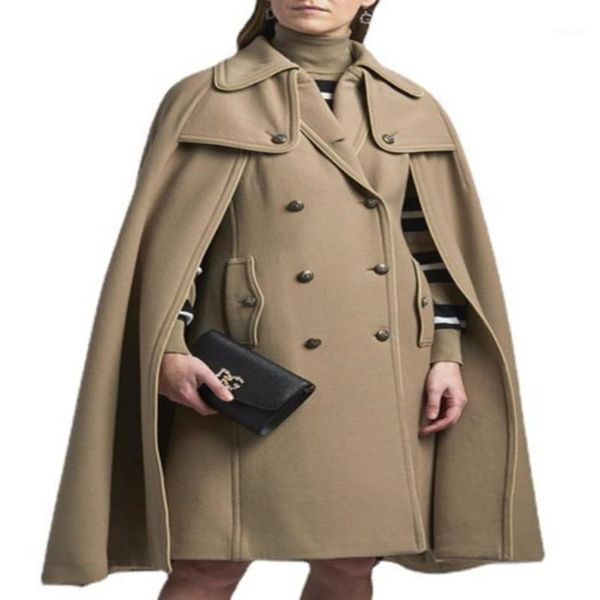 women's wool & blends arrival fashion double-breasted shawl woolen cloak coat women mid-length solid color fake two-piece ol outwear, Black
women's wool & blends arrival fashion double-breasted shawl woolen cloak coat women mid-length solid color fake two-piece ol outwear, Black