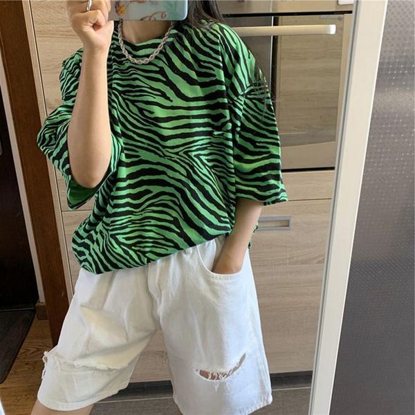 women's t-shirt women cartoon punk oversize streetwear zebra pattern print drop korean hip hop y2k green short sleeve clothes, White
women's t-shirt women cartoon punk oversize streetwear zebra pattern print drop korean hip hop y2k green short sleeve clothes, White