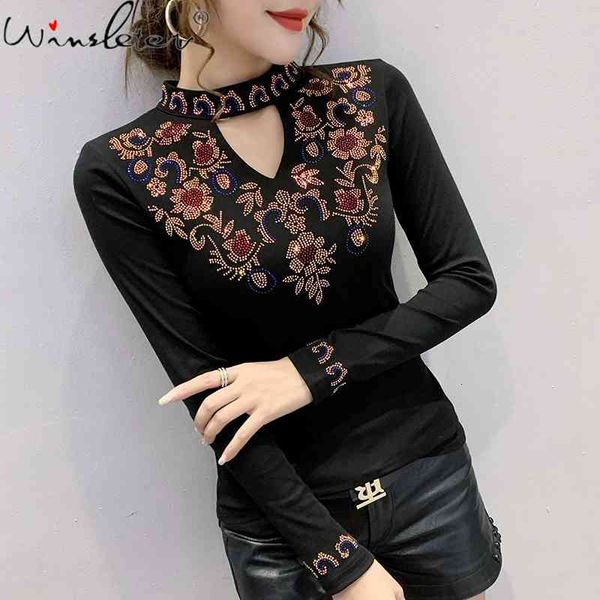 women's t-shirt spring fall korean style t-shirt fashion stand hollow out shiny diamonds women cotton ropa mujer tees t0, White
women's t-shirt spring fall korean style t-shirt fashion stand hollow out shiny diamonds women cotton ropa mujer tees t0, White