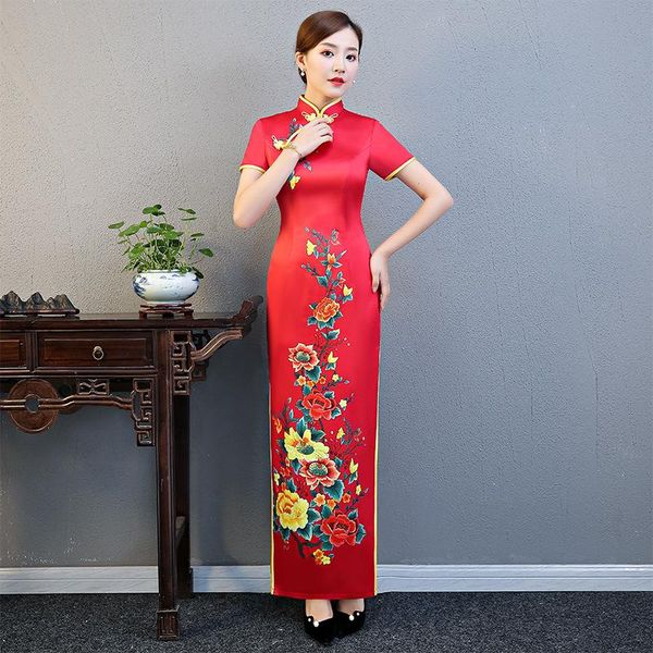 orientale women handmade button satin flower prined qipao elegant chinese mandarin collar short sleeve cheongsam oversize 5xl ethnic clothin, Red
orientale women handmade button satin flower prined qipao elegant chinese mandarin collar short sleeve cheongsam oversize 5xl ethnic clothin, Red