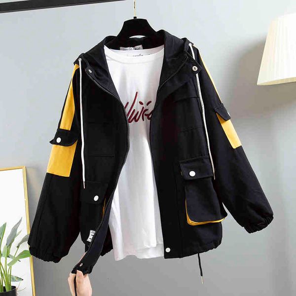 jacket harajuku autumn loose hooded patchwork baseball women student outerwear 5 color short jacket coat female chaqueta mujer, Black;brown
jacket harajuku autumn loose hooded patchwork baseball women student outerwear 5 color short jacket coat female chaqueta mujer, Black;brown