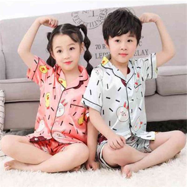 short sleeve silk pajamas for girls boys pjs summer pajama set satin pijama mujeer pyjamas sleepwear suit 10 years old 210915, Blue;red
short sleeve silk pajamas for girls boys pjs summer pajama set satin pijama mujeer pyjamas sleepwear suit 10 years old 210915, Blue;red