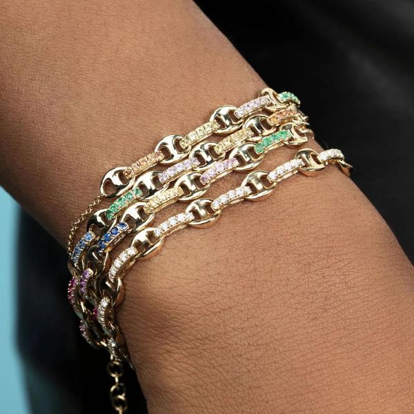 link, chain gold color micro pave white rainbow cz oval beaded link trendy female multi piercing wear bracelet, Black
link, chain gold color micro pave white rainbow cz oval beaded link trendy female multi piercing wear bracelet, Black