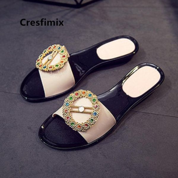 cresfimix women casual light weight jelly slip on flat slippers lady cute sweet beige cool slides e5047c, Black
cresfimix women casual light weight jelly slip on flat slippers lady cute sweet beige cool slides e5047c, Black