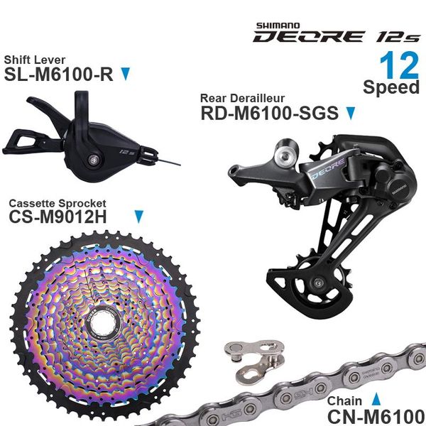 bike derailleurs deore m6100 12speed groupset with right shifter rear derailleur chain and 11-50t 52t colorful cassette sprocket ori
bike derailleurs deore m6100 12speed groupset with right shifter rear derailleur chain and 11-50t 52t colorful cassette sprocket ori