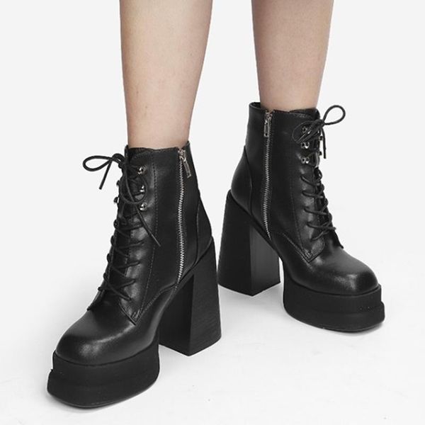 boots 2021 latest black genuine leather solid platform high chunky heel short booties zip lace up design big size 43
boots 2021 latest black genuine leather solid platform high chunky heel short booties zip lace up design big size 43