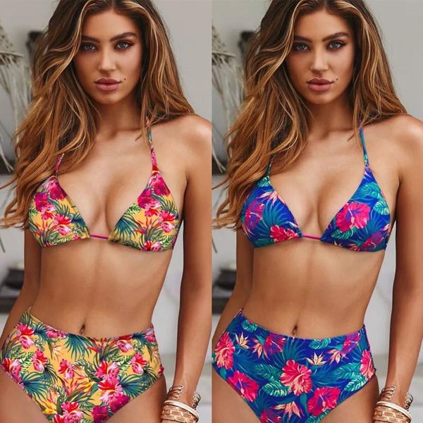 women's swimwear bikini 2021 high waist halter print swimsuit women set bathing suit beach taille haute bikinis mujer, White;black
women's swimwear bikini 2021 high waist halter print swimsuit women set bathing suit beach taille haute bikinis mujer, White;black