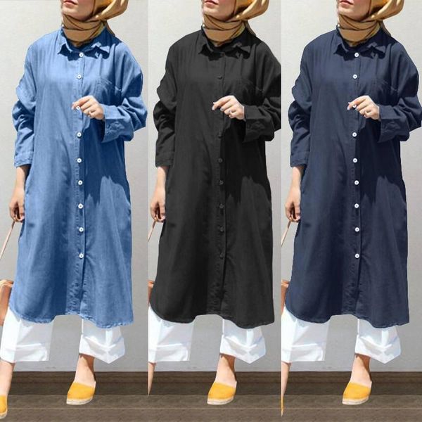 casual dresses zenzea 2021 stylish denim blue shirt dress women's muslim lapel button midi vestidos female solid robe oversized, Black;gray
casual dresses zenzea 2021 stylish denim blue shirt dress women's muslim lapel button midi vestidos female solid robe oversized, Black;gray