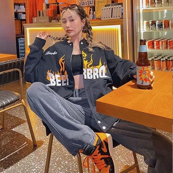 Retro baseball uniform women 2021 autumn and winter new sweater women Korean loose ins jacketoversized hoodie zip goth clothes, Black
Retro baseball uniform women 2021 autumn and winter new sweater women Korean loose ins jacketoversized hoodie zip goth clothes, Black