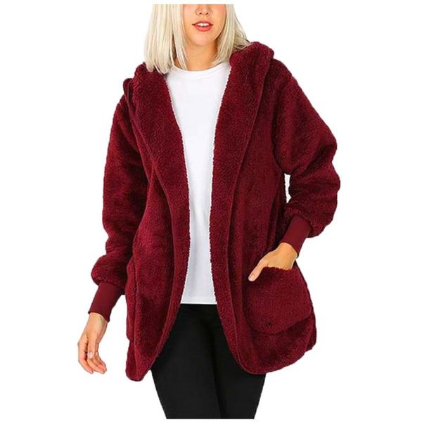 women's fur & faux women plush coat female fake hoodies solid pocket notch lapels oversized winter outercoat, Black
women's fur & faux women plush coat female fake hoodies solid pocket notch lapels oversized winter outercoat, Black