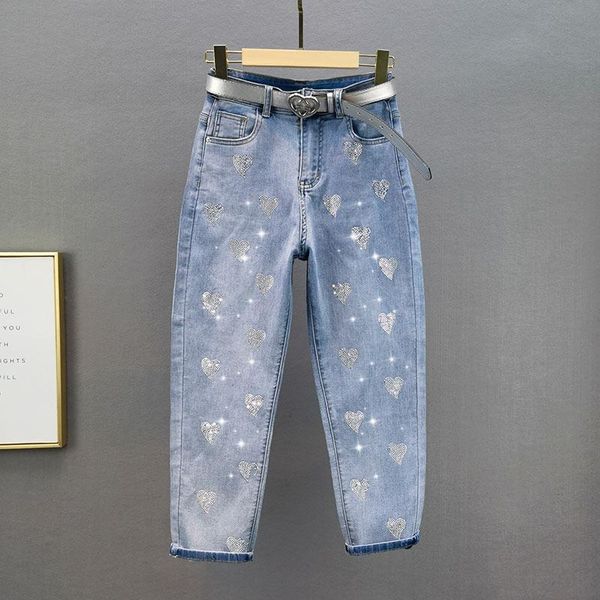 women's jeans elastic 2021 summer high waist loose rhinestone harem pants fashion thin denim girls jean trousers, Blue
women's jeans elastic 2021 summer high waist loose rhinestone harem pants fashion thin denim girls jean trousers, Blue