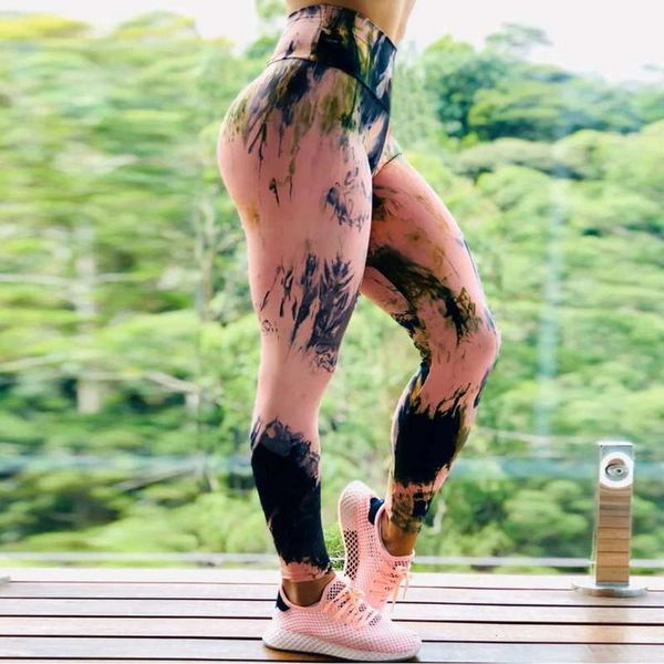 elastic new sports fitness tights training abstract ink pattern high waist yoga leggings, Black
elastic new sports fitness tights training abstract ink pattern high waist yoga leggings, Black