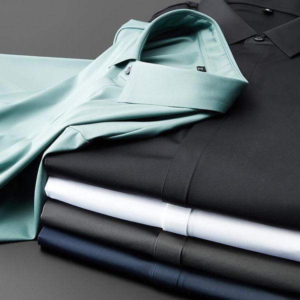 men's polos jsbdhigh-end silky smooth gloss wrinkle irons solid color business work slimming four seasons ice silk shirt, White;black
men's polos jsbdhigh-end silky smooth gloss wrinkle irons solid color business work slimming four seasons ice silk shirt, White;black