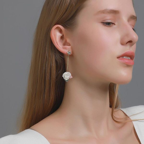 french rose flower long dangle earrings women retro crystal tassel chain ear nail european business party gift floral earring jewelry wholes, Silver
french rose flower long dangle earrings women retro crystal tassel chain ear nail european business party gift floral earring jewelry wholes, Silver