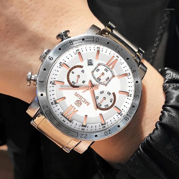 wristwatches megir water ressistance mens watches bussiness casual brand clocks steel strap date quartz men watch military sport clock, Slivery;brown
wristwatches megir water ressistance mens watches bussiness casual brand clocks steel strap date quartz men watch military sport clock, Slivery;brown