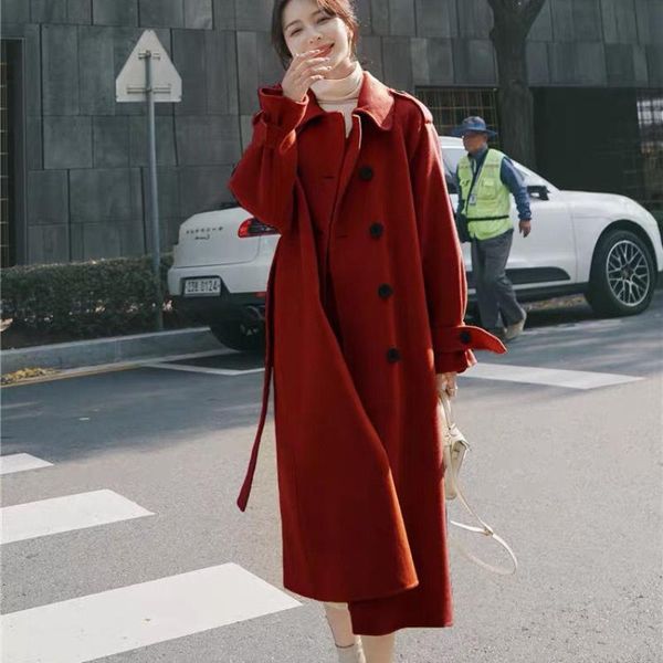 women's wool & blends woman fashion autumn winter long jackets female double breasted coat ladies solid color slim woolen jacket plus s, Black
women's wool & blends woman fashion autumn winter long jackets female double breasted coat ladies solid color slim woolen jacket plus s, Black