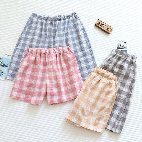 men's sleepwear couple's pajama shorts summer cotton plaid pants plus size five-point loose women's, Black;brown
men's sleepwear couple's pajama shorts summer cotton plaid pants plus size five-point loose women's, Black;brown