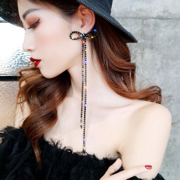 dangle & chandelier exaggerated rhinestone chain tassel long earrings black big bowknot earring women girls bohemian temperament fashion jew, Silver
dangle & chandelier exaggerated rhinestone chain tassel long earrings black big bowknot earring women girls bohemian temperament fashion jew, Silver