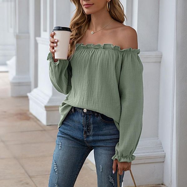 women's blouses & shirts cotton off shoulder women blouse long sleeve strapless office lady 2021 autumn kpop solid color ladies pul, White
women's blouses & shirts cotton off shoulder women blouse long sleeve strapless office lady 2021 autumn kpop solid color ladies pul, White
