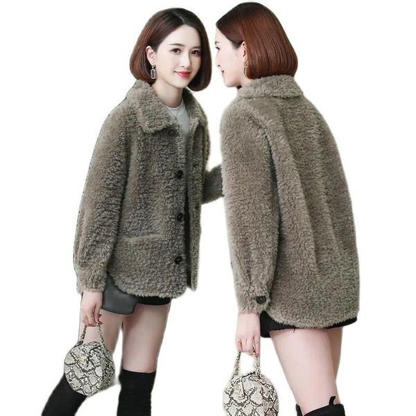 women's fur & faux imitate sheep shears velvet coat grain fleece one lapel single-breasted lambswool ladies overcoat, Black
women's fur & faux imitate sheep shears velvet coat grain fleece one lapel single-breasted lambswool ladies overcoat, Black