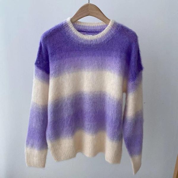 women's sweaters 2021 spring summer women sweater mohair color block long sleeve contrast loose knit top, White;black
women's sweaters 2021 spring summer women sweater mohair color block long sleeve contrast loose knit top, White;black