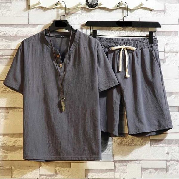 men's tracksuits -5xl men cotton and linen short-sleeved shorts suit male loose large size v-neck t-shirt summer trend leisure sports, Gray
men's tracksuits -5xl men cotton and linen short-sleeved shorts suit male loose large size v-neck t-shirt summer trend leisure sports, Gray