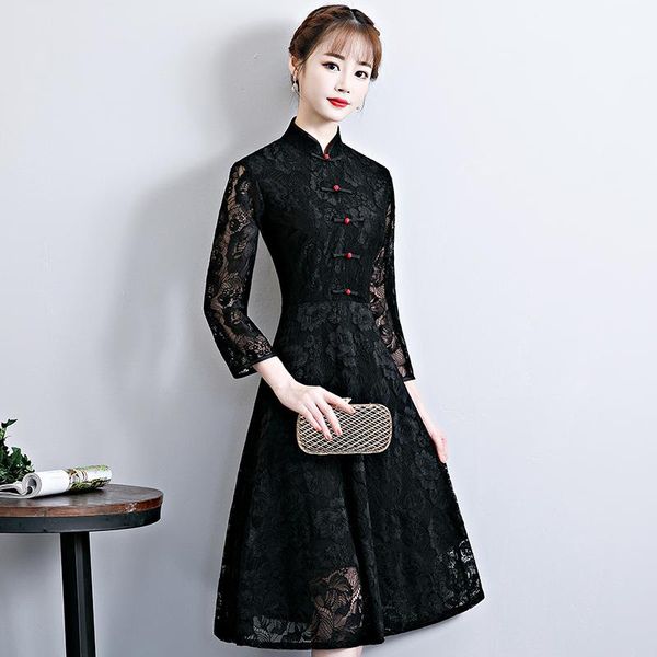 casual dresses long cheongsam 2021 summer vintage chinese style dress fashion womens lace qipao slim party button vestido, Black;gray
casual dresses long cheongsam 2021 summer vintage chinese style dress fashion womens lace qipao slim party button vestido, Black;gray