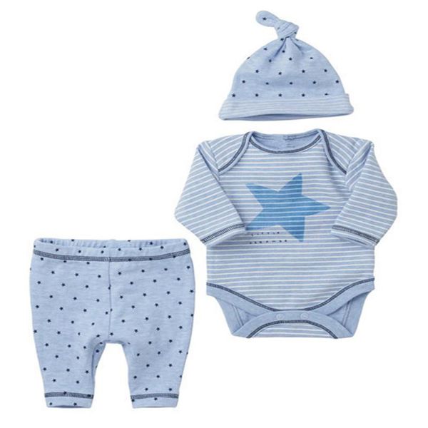 clothing sets five-pointed star striped baby suit, boy base coat and hat three-piece suit, White
clothing sets five-pointed star striped baby suit, boy base coat and hat three-piece suit, White