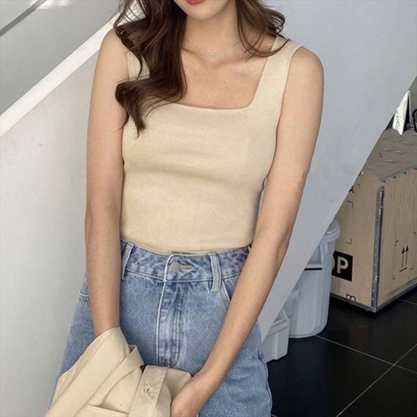 summer square collar women tank sleeveless knitted cropped camisoles solid color tube, White
summer square collar women tank sleeveless knitted cropped camisoles solid color tube, White