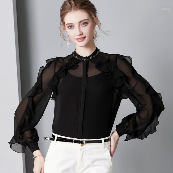 women's blouses & shirts vintage real silk blouse womens and elegant clothes long sleeve ruffles spring autumn shirt 5343, White
women's blouses & shirts vintage real silk blouse womens and elegant clothes long sleeve ruffles spring autumn shirt 5343, White