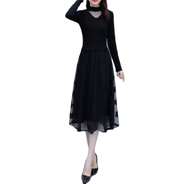 winter dress women autumn korean fashion lace stitching long sleeve black knitted sweater vestidos feminina lr975 210531, Black;gray
winter dress women autumn korean fashion lace stitching long sleeve black knitted sweater vestidos feminina lr975 210531, Black;gray