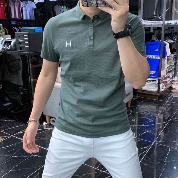 lapel polo t-shirt fashion brand embroidery cotton linen half solid men's wear thin short sleeve summer clothes, White;black
lapel polo t-shirt fashion brand embroidery cotton linen half solid men's wear thin short sleeve summer clothes, White;black