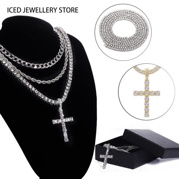pendant necklaces male and female hip hop cross necklace with 4mm zircon tennis chain out sparkling jewelry birthday gift, Silver
pendant necklaces male and female hip hop cross necklace with 4mm zircon tennis chain out sparkling jewelry birthday gift, Silver