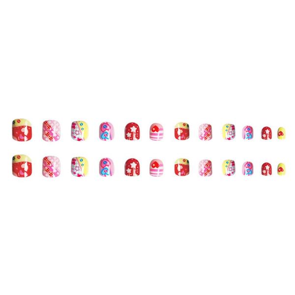 false nails 24pcs/box short size for children round head full cover wearable fake nail tips kids dw, Red;gold
false nails 24pcs/box short size for children round head full cover wearable fake nail tips kids dw, Red;gold