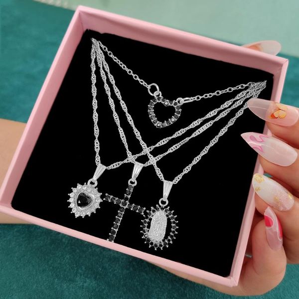 chains vintage silver color multi-layer love heart cross twisted chain necklaces for women black rhinestone charm necklace jewelry gift
chains vintage silver color multi-layer love heart cross twisted chain necklaces for women black rhinestone charm necklace jewelry gift